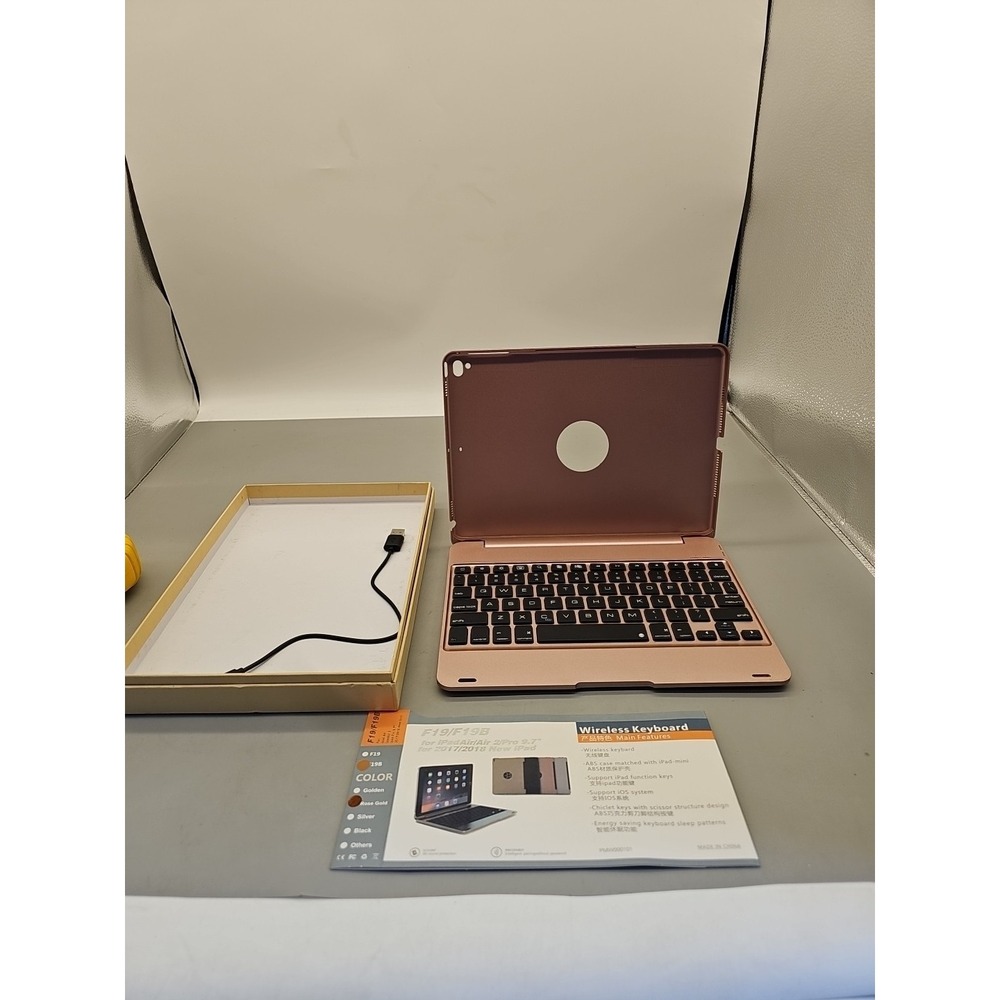 Wireless Keyboard F19 F19B for iPad Pro 10.5" Note Kee Rose Gold